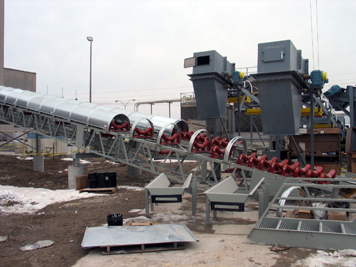 Hopper installation during construction