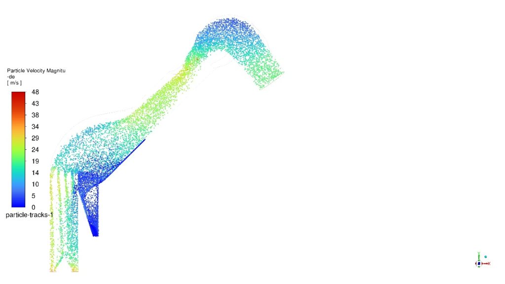 Particle flow through an upper transition