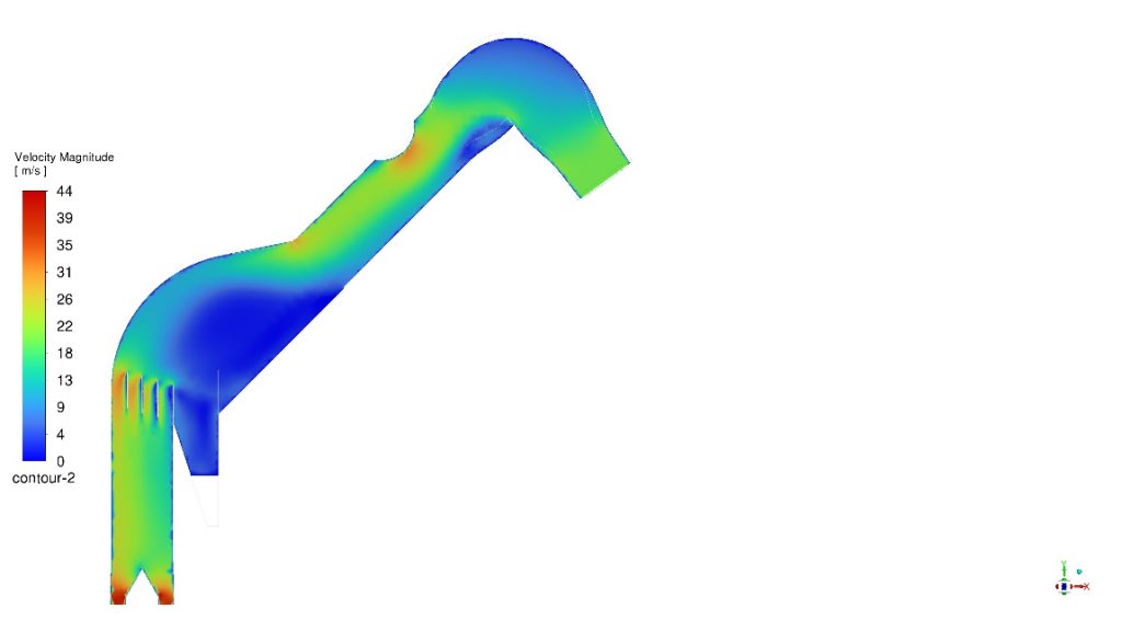 Gas velocity through an upper transition