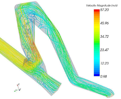 Streamlines colored by velocity